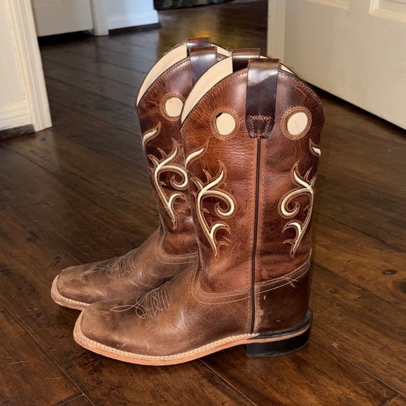 Old West Boys Brown Cowboy Boots - Picture 4 of 7